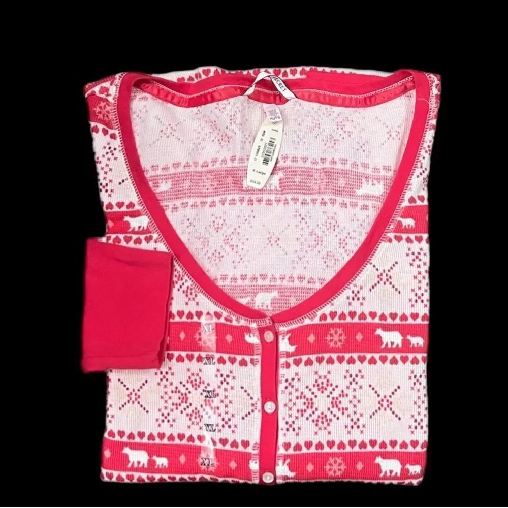 Victoria’s Secret Fireside thermal long Jane long sleeve pajama top ONLY Red Xl